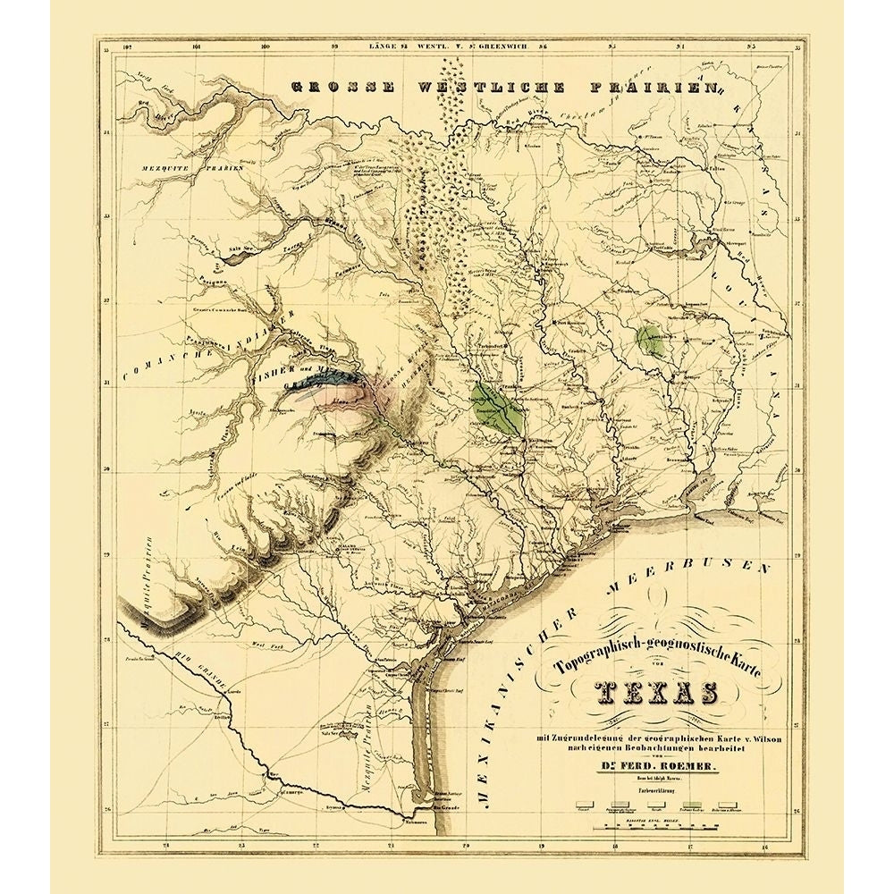 Texas showing the Alamo - Roemer 1849 Poster Print by Roemer Roemer-VARPDXTXZZ0025 Image 1