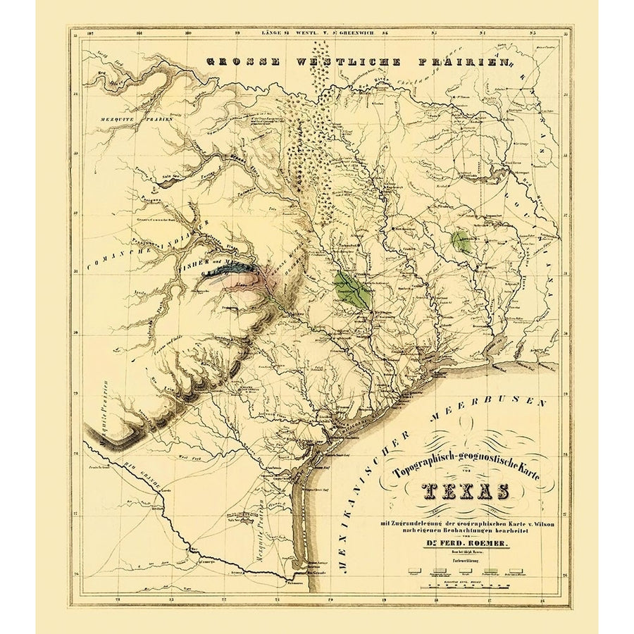 Texas showing the Alamo - Roemer 1849 Poster Print by Roemer Roemer-VARPDXTXZZ0025 Image 1