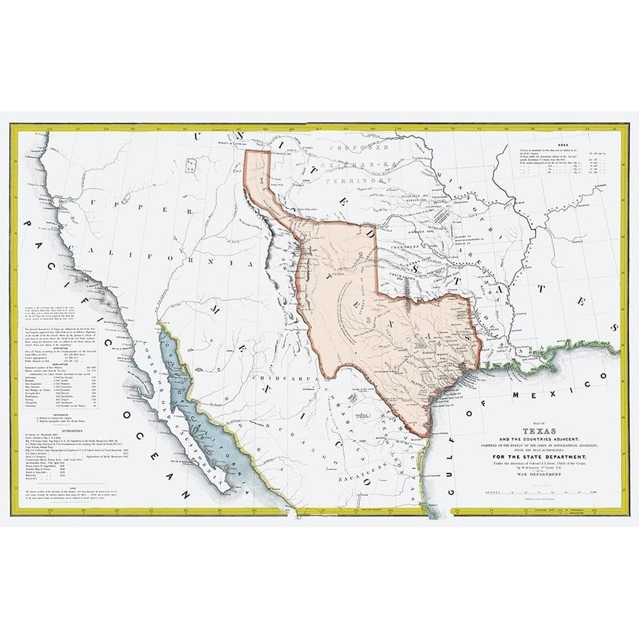 Texas Republic and adjacent Countries 1844 Poster Print by US War Dept US War Dept-VARPDXTXZZ0062 Image 1