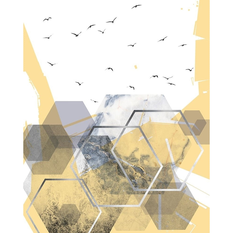 Yellow Grey Abstract Hexagons 2 Poster Print by Urban Epiphany Urban Epiphany-VARPDXUERC035B Image 1