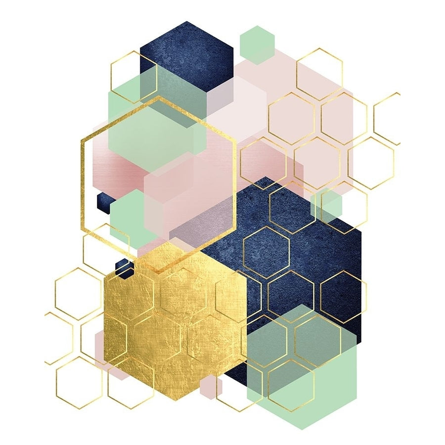 Gold Blush Navy Mint Hexagonal Poster Print by Urban Epiphany Urban Epiphany-VARPDXUERC041A Image 1