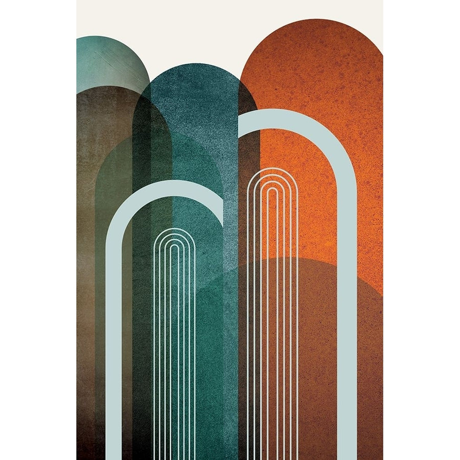 MidCentury Arches Teal Orange 2 Poster Print - Epiphany Urban-VARPDXUERC296B Image 1