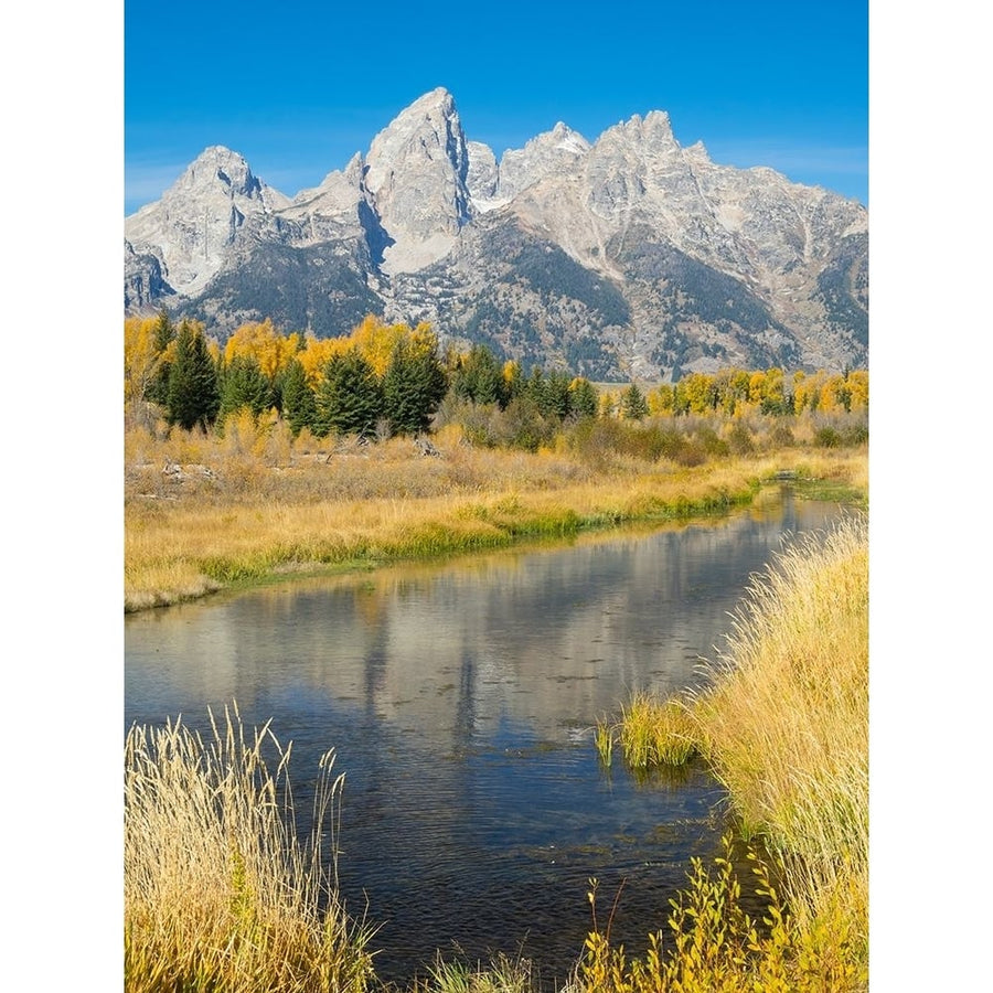 Wyoming- Grand Teton National Park. Teton Range with Grand Teton and Snake River Poster Print - Jamie and Image 1