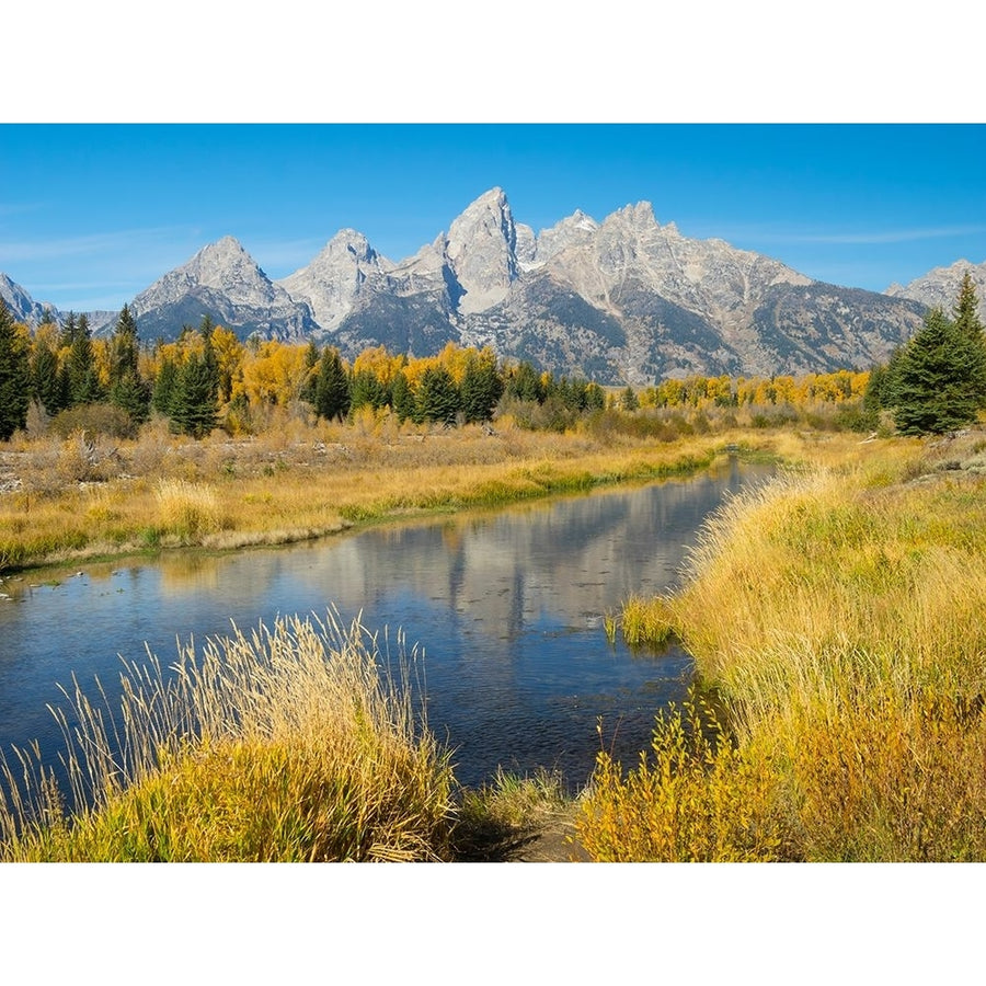 Wyoming- Grand Teton National Park. Teton Range with Grand Teton and Snake River Poster Print - Jamie and Image 1