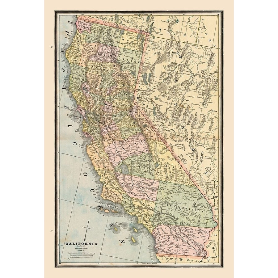 California United States - Cram 1888 Poster Print by Cram Cram-VARPDXUSCA0001 Image 1