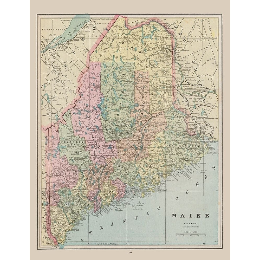 Maine - Cram 1892 Poster Print by Cram Cram-VARPDXUSMA0015 Image 1