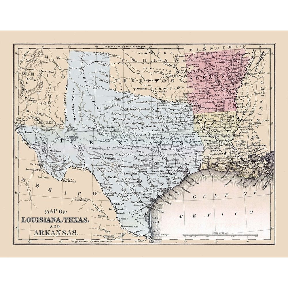 Louisiana Texas Arkansas - Mitchell 1877 Poster Print by Mitchell Mitchell-VARPDXUSSC0003 Image 1