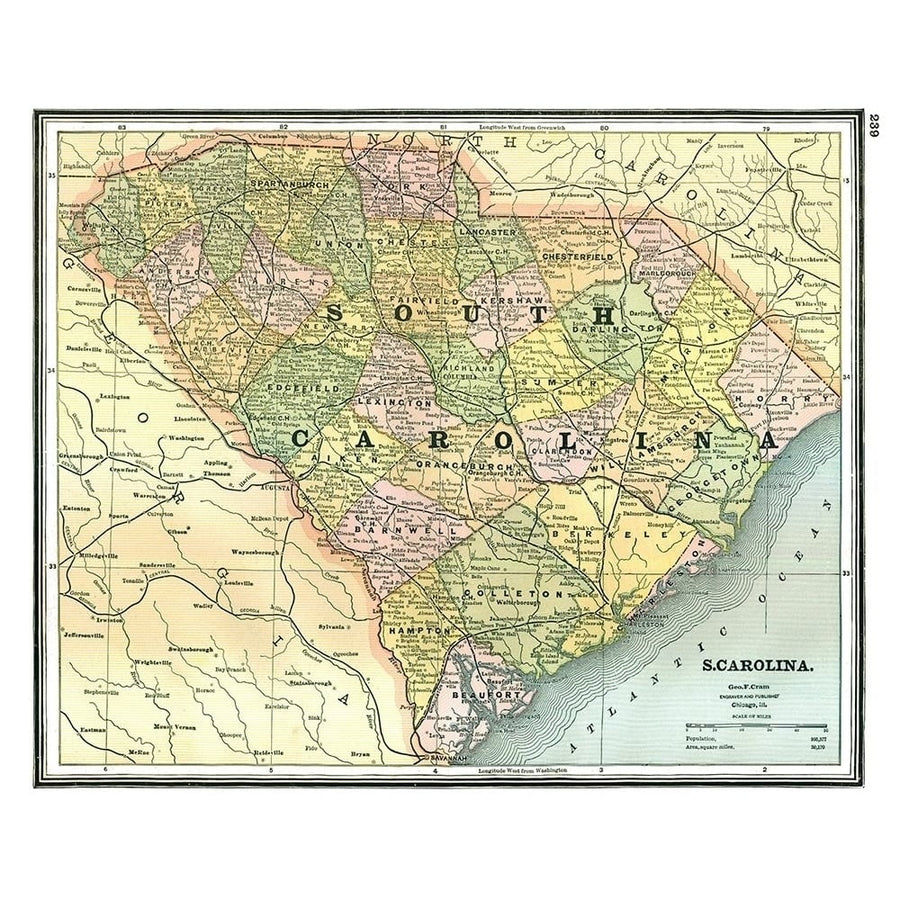 South Carolina - Johnson 1888 Poster Print by Johnson Johnson-VARPDXUSSC0004 Image 1