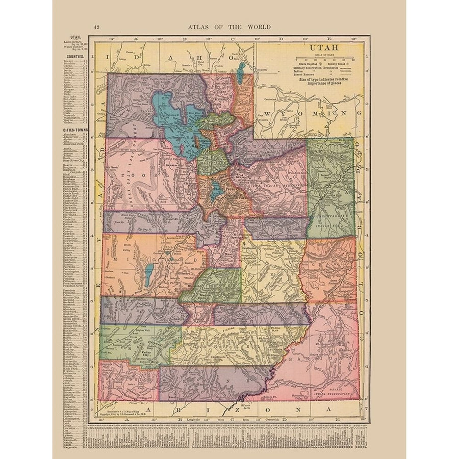 Utah - Hammond 1910 Poster Print by Hammond Hammond-VARPDXUSUT0002 Image 1