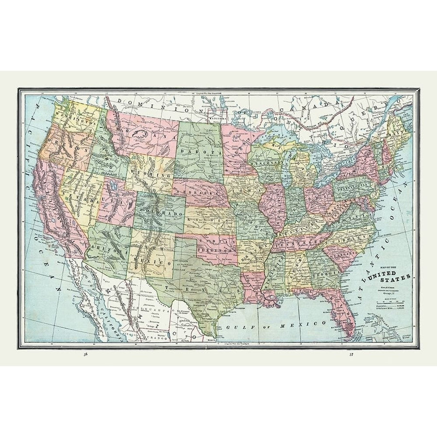 United States - Cram 1888 Poster Print by Cram Cram-VARPDXUSUS0004 Image 1