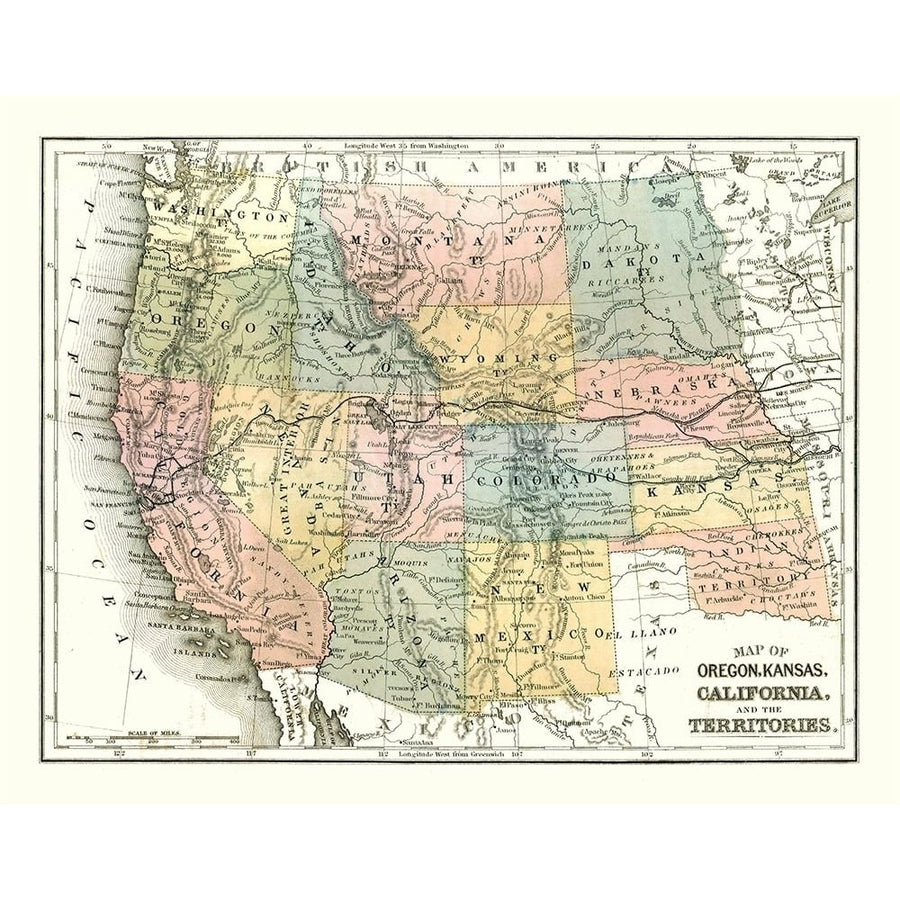 West United States - Mitchell 1869 Poster Print by Mitchell Mitchell-VARPDXUSWT0001 Image 1