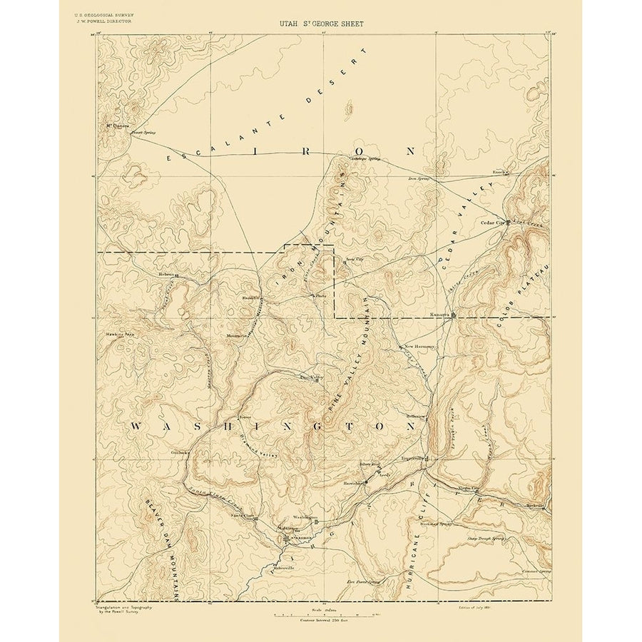 St George Utah Sheet - USGS 1891 Poster Print by USGS USGS-VARPDXUTST0001 Image 1