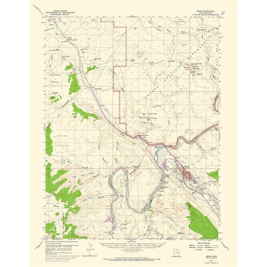 Moab Utah Quad - USGS 1959 Poster Print by USGS USGS-VARPDXUTMO0001 Image 1