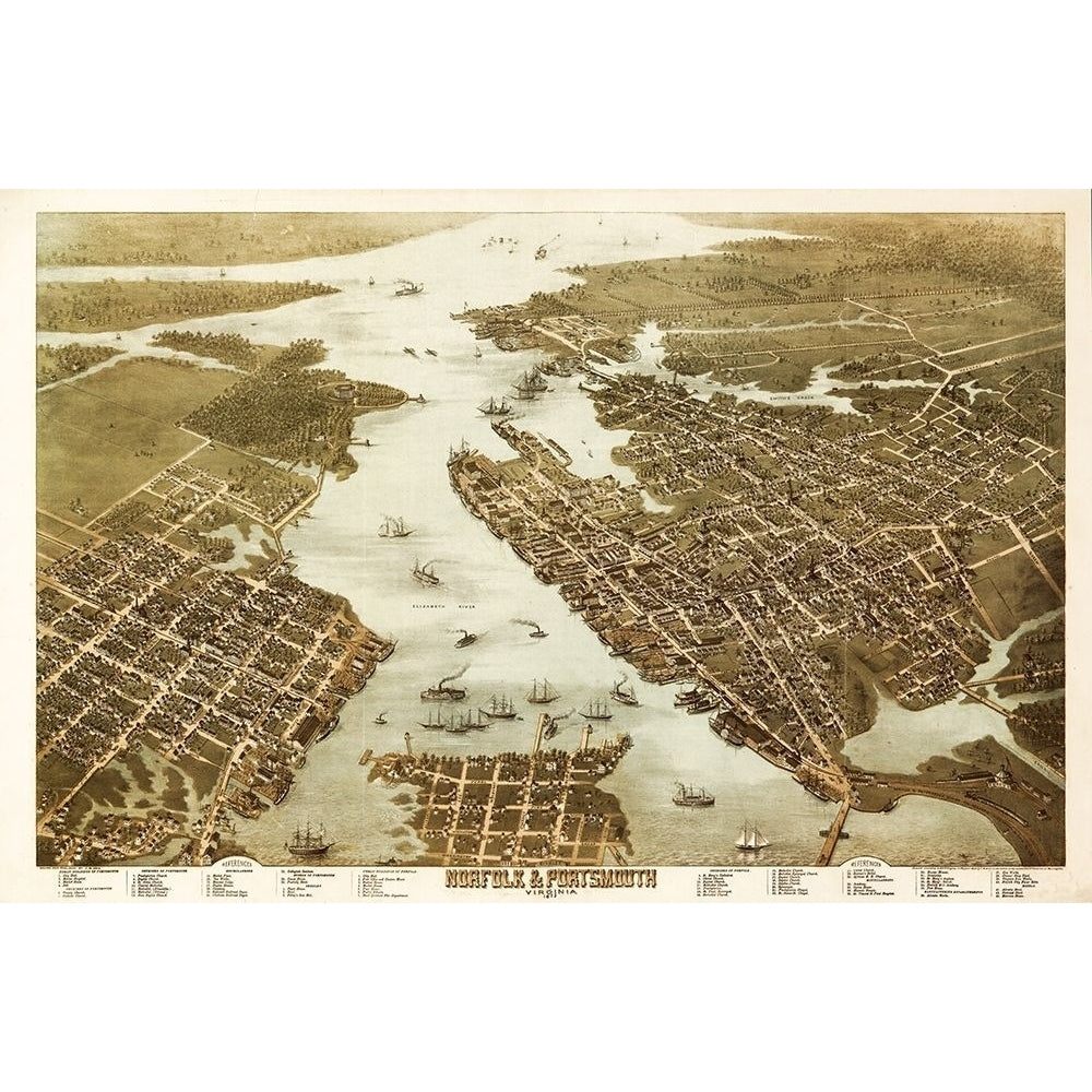 Norfolk Portsmouth Virginia - 1873 Poster Print by Unknown Unknown-VARPDXVANO0004 Image 1