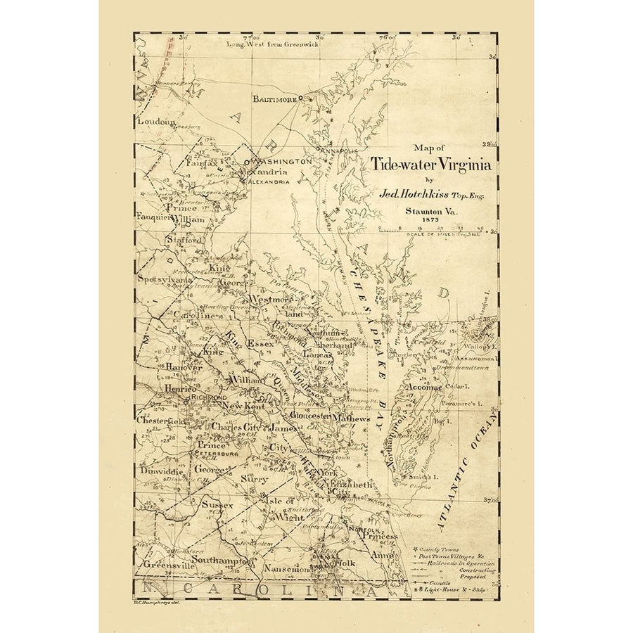 Virginia Tidewaters - Hotchkiss 1873 Poster Print by Hotchkiss Hotchkiss-VARPDXVATI0001 Image 1