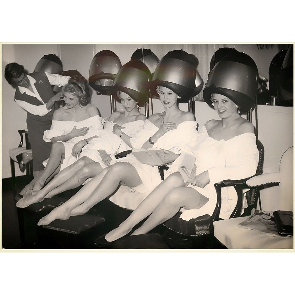 Beauty Salon BW Poster Print - Apple Collection Vintage-VARPDXVINAPP272579 Image 1