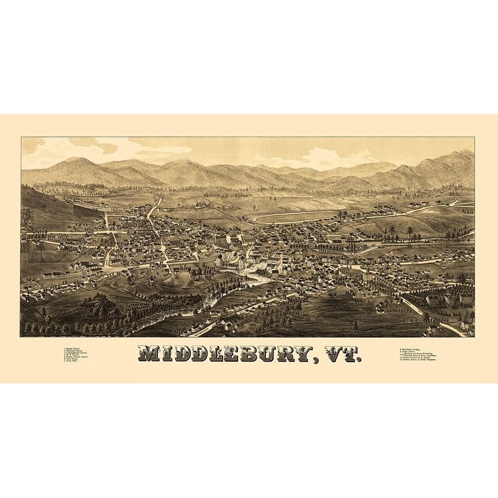 Middlebury Vermont - Burleigh 1886 by Burleigh-VARPDXVTMI0001 Image 1