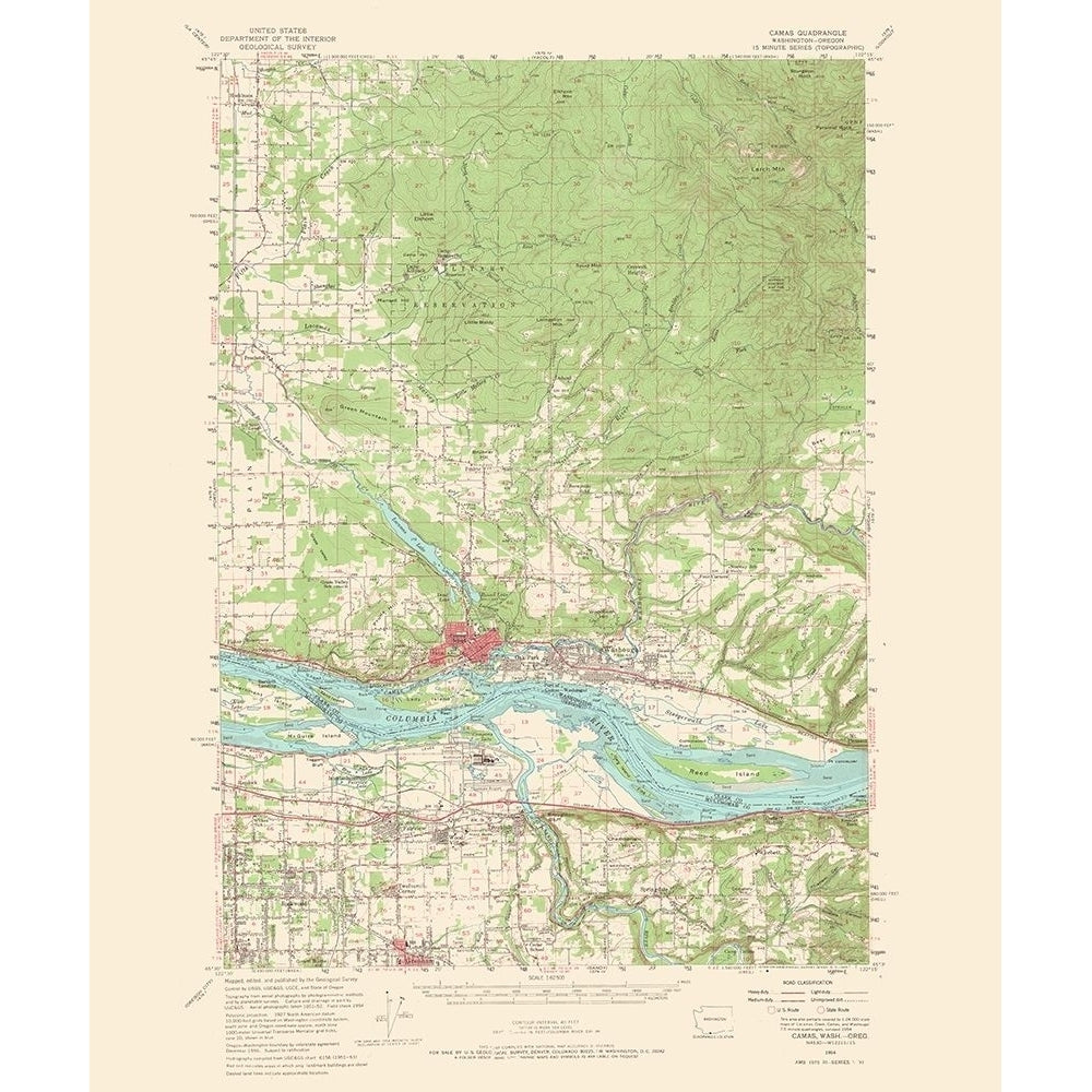 Camas Washington Oregon Quad - USGS 1966 by USGS-VARPDXWACA0001 Image 1