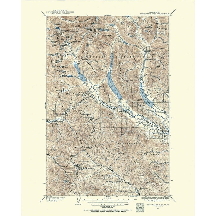 Snoqualmie Pass Washington Quad - USGS 1901 Poster Print by USGS USGS-VARPDXWASN0002 Image 1