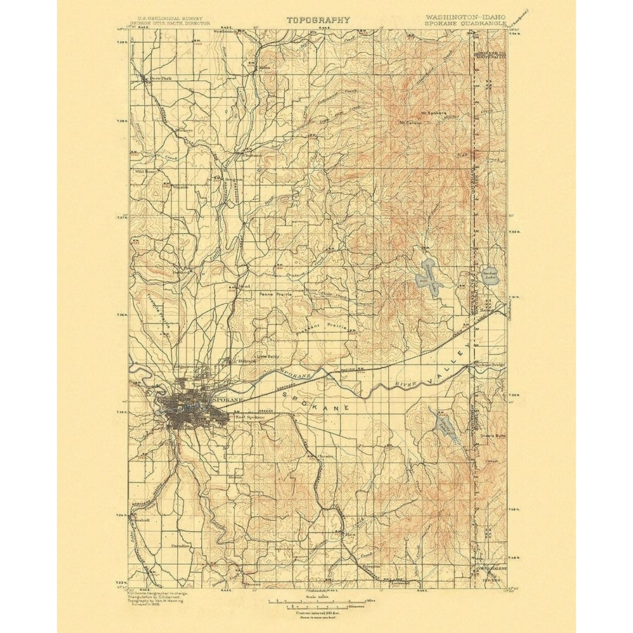 Spokane Washington Quad - USGS 1901 Poster Print by USGS USGS-VARPDXWASP0001 Image 1