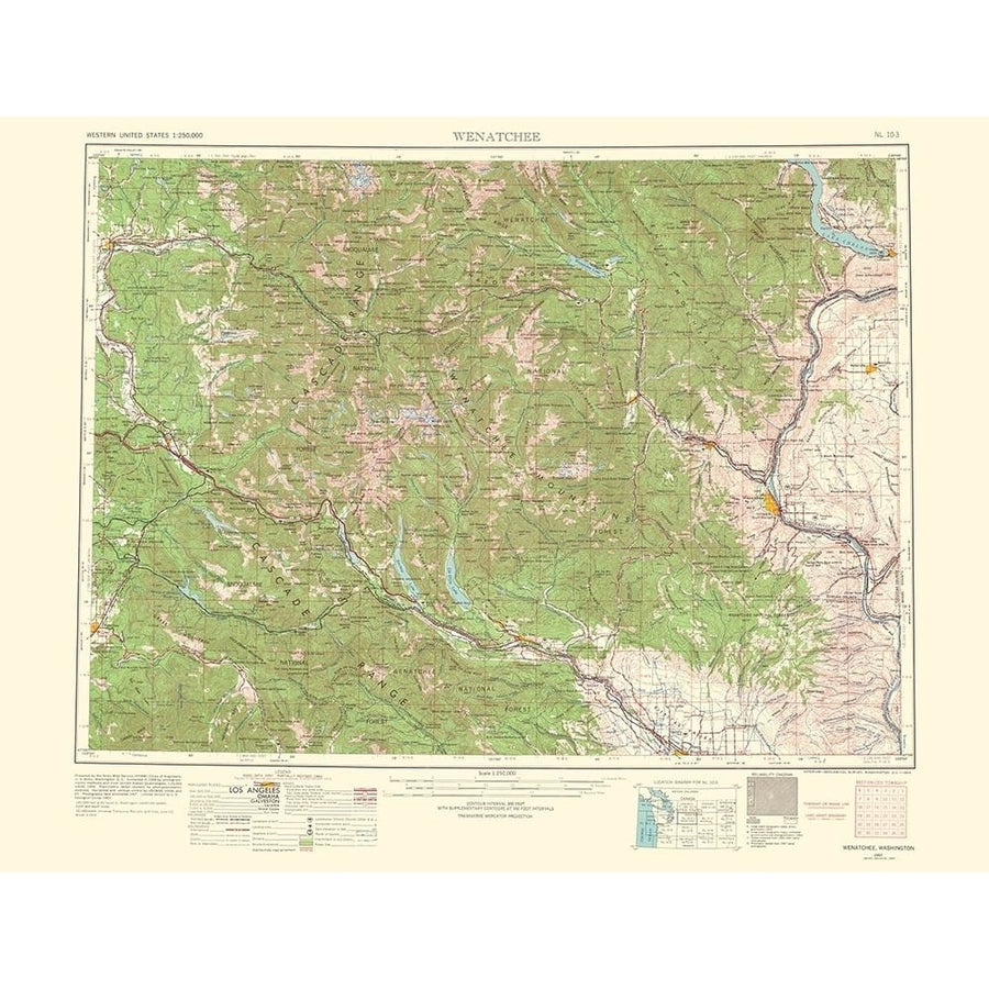 Wenatchee Washington Quad - USGS 1957 Poster Print by USGS USGS-VARPDXWAWE0001 Image 1