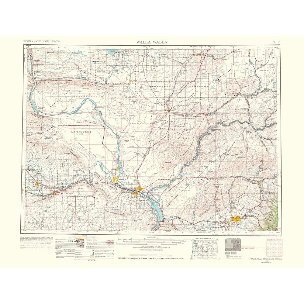 Walla Walla Washington Quad - USGS 1964 Poster Print by USGS USGS-VARPDXWAWW0001 Image 1