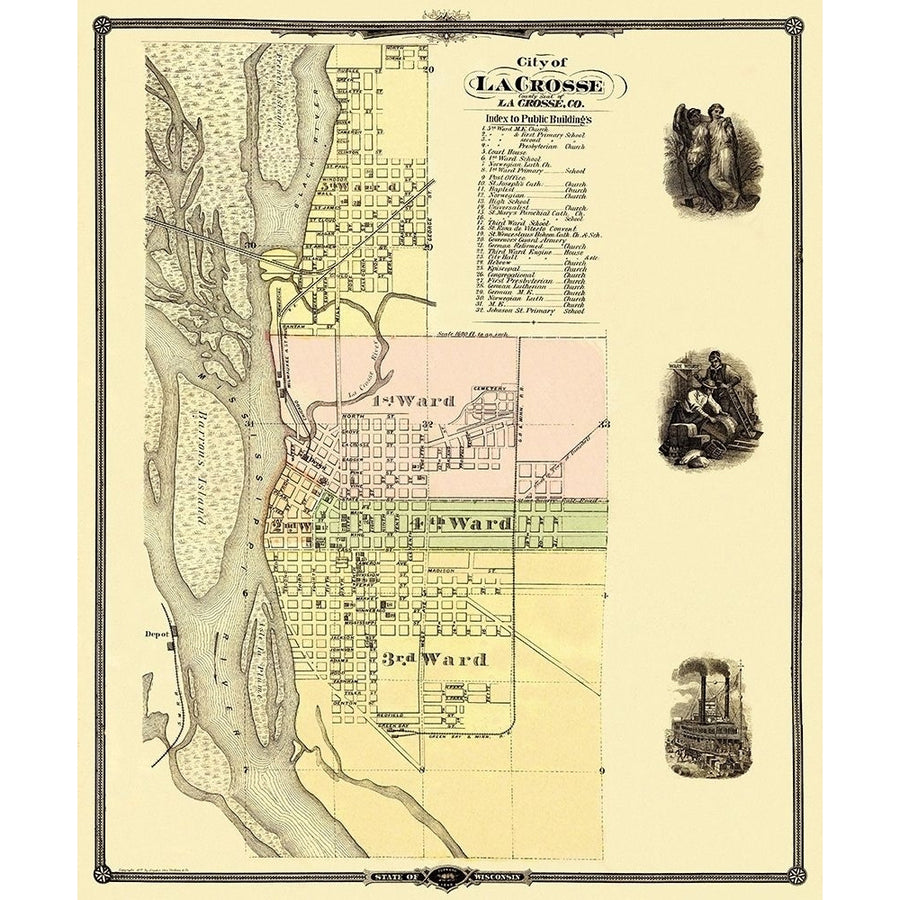 La Crosse Wisconsin - Snyder 1878 Poster Print by Snyder Snyder-VARPDXWILA0001 Image 1