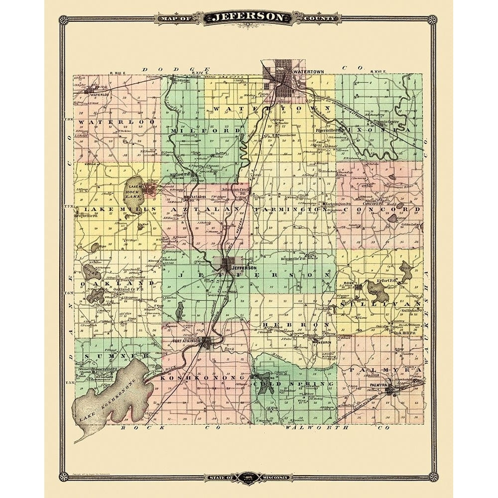 Jefferson Wisconsin Landowner - Snyder 1878 Poster Print by Snyder Snyder-VARPDXWIJE0001 Image 1