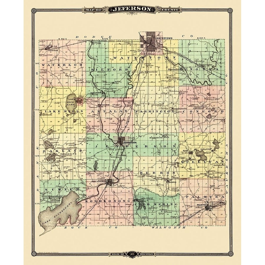 Jefferson Wisconsin Landowner - Snyder 1878 Poster Print by Snyder Snyder-VARPDXWIJE0001 Image 1