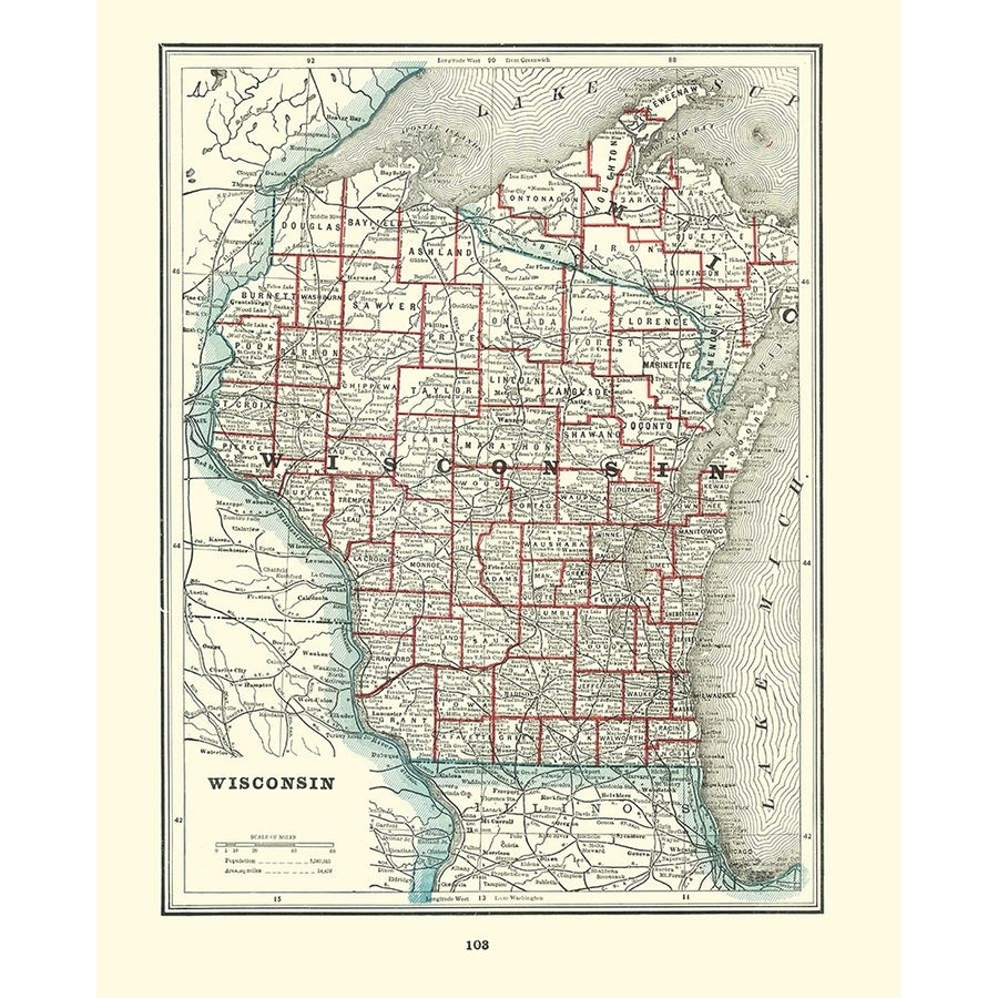 Wisconsin - Rathbun 1893 Poster Print by Rathbun Rathbun-VARPDXWIZZ0009 Image 1