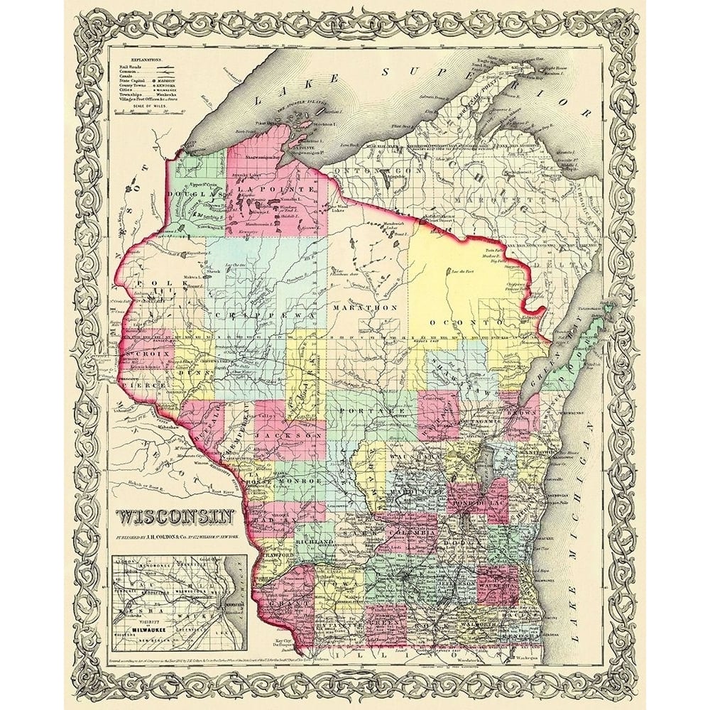 Wisconsin - Colton 1855 Poster Print by Colton Colton-VARPDXWIZZ0003 Image 1