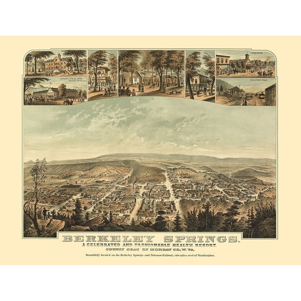 Berkeley Springs West Virginia - Hoen 1889 Poster Print by Hoen Hoen-VARPDXWVBE0001 Image 1