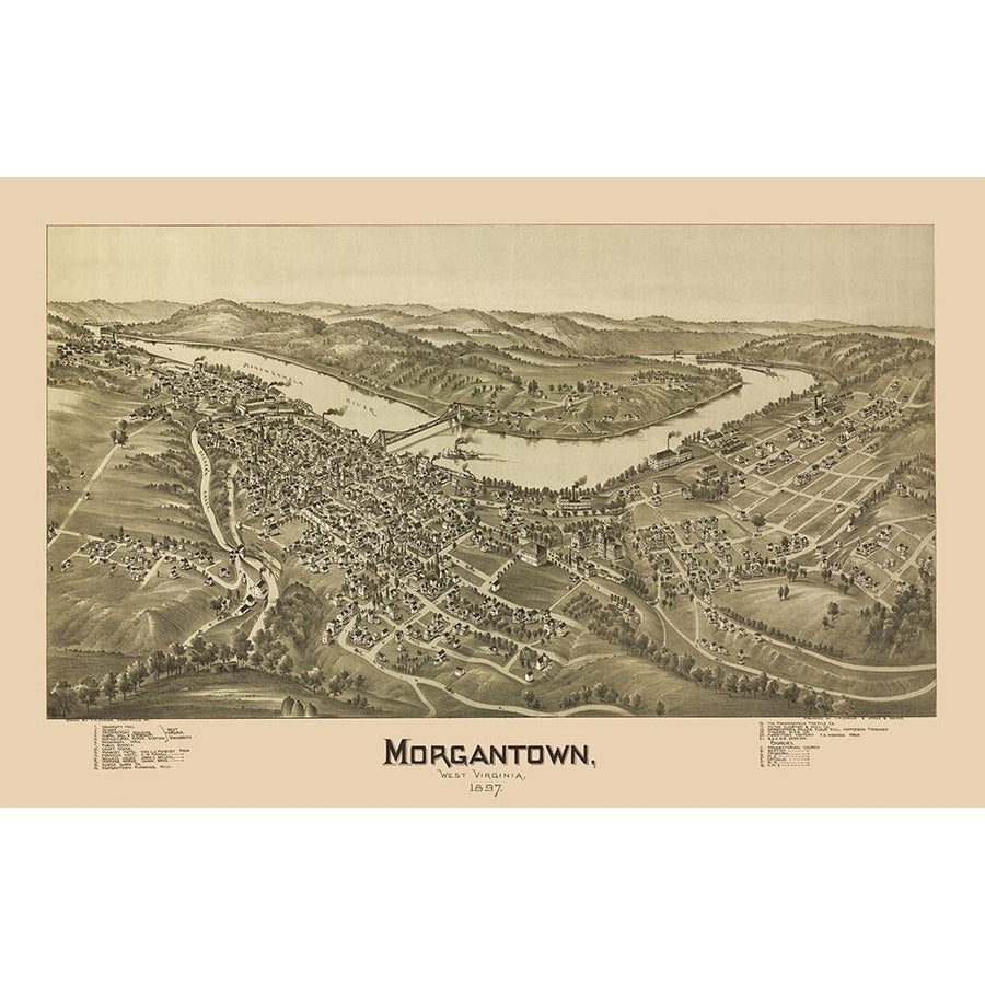 Morgantown West Virginia - Fowler 1897 Poster Print by Fowler Fowler-VARPDXWVMO0001 Image 1