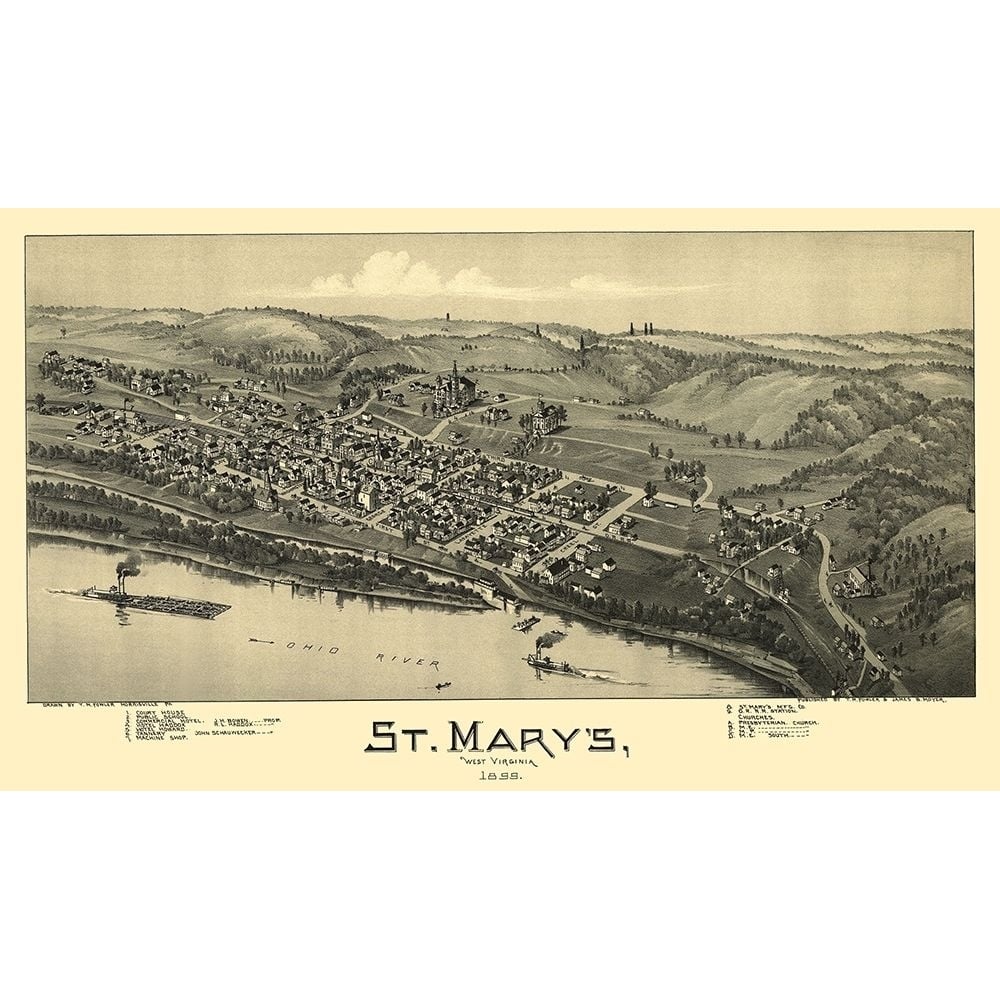 St Marys West Virginia - Fowler 1899 Poster Print by Fowler Fowler-VARPDXWVST0001 Image 1