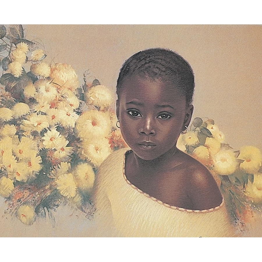 Girl and Yellow Flowers Poster Print by Unknown Unknown-VARPDXDP107 Image 1