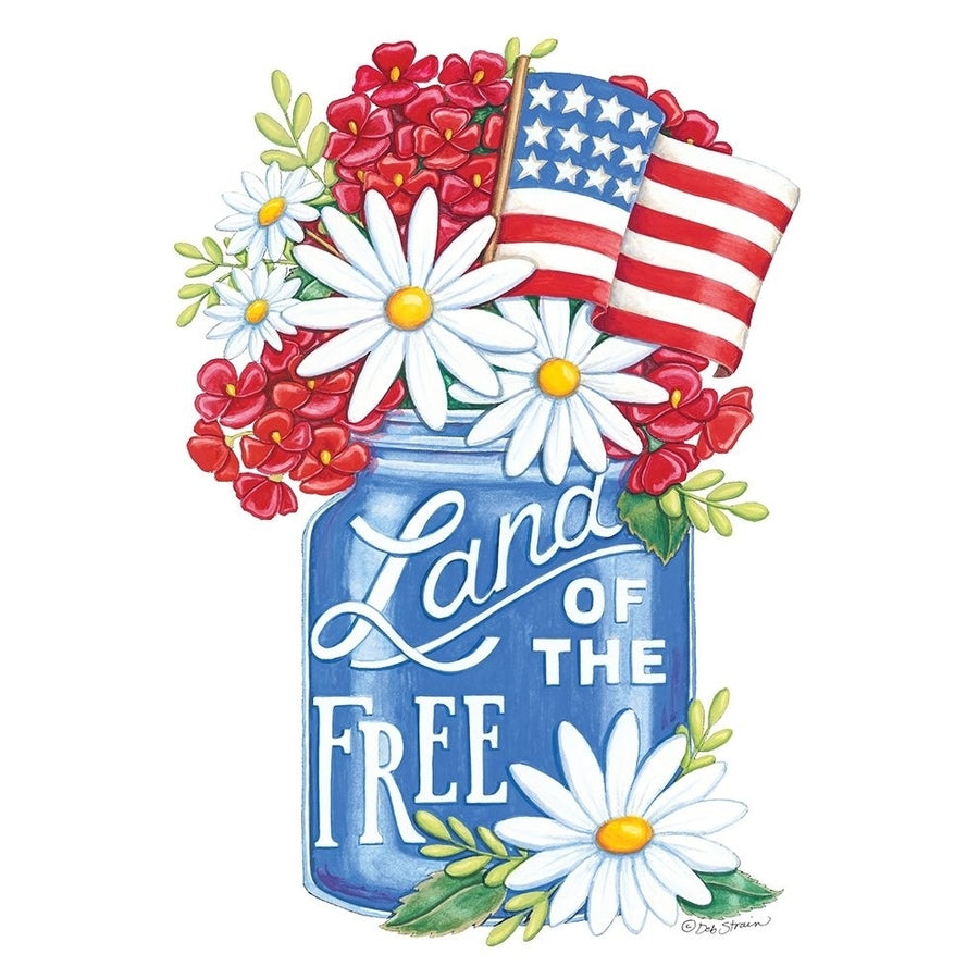 Land of the Free Blue Mason Jar Poster Print by Deb Strain-VARPDXDS1793 Image 1