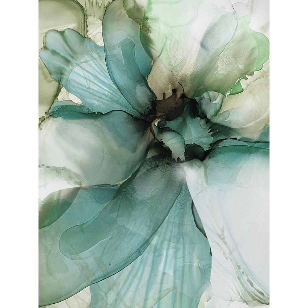 Sage And Teal Flowers 2 Poster Print - Emma Catherine Debs-VARPDXECRC041B Image 1