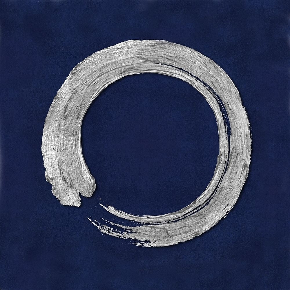 Silver Zen Circle on Blue I Poster Print by Ellie Roberts-VARPDXELR114979 Image 1