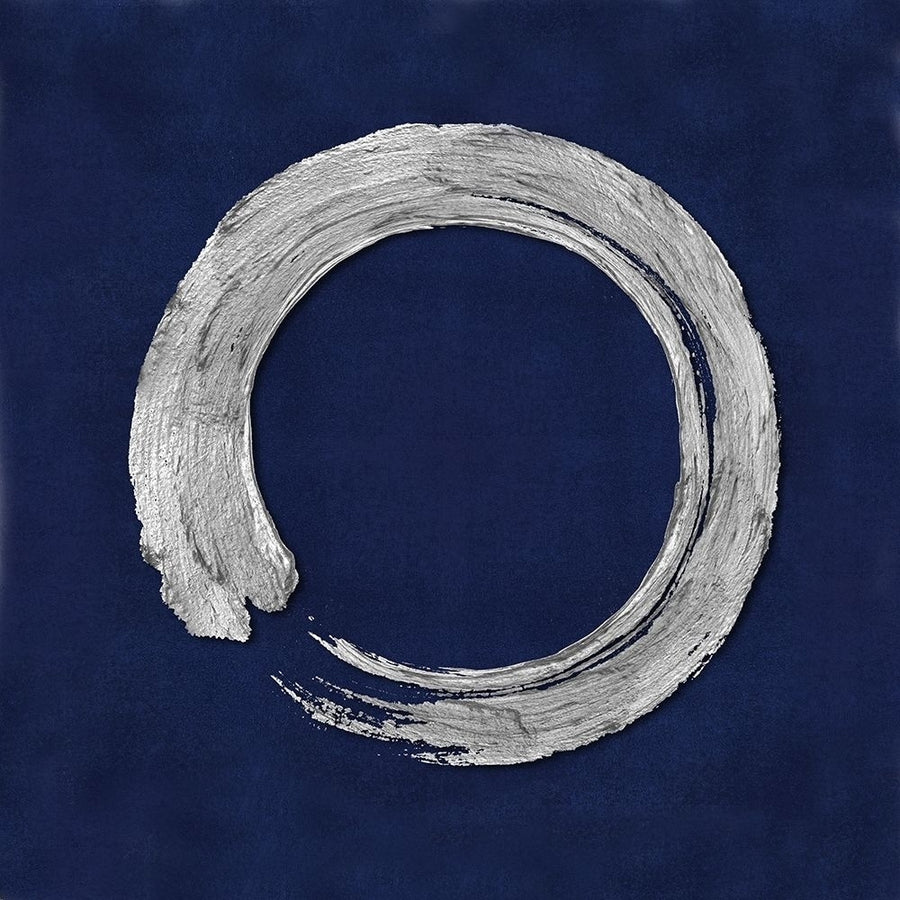 Silver Zen Circle on Blue I Poster Print by Ellie Roberts-VARPDXELR114979 Image 1