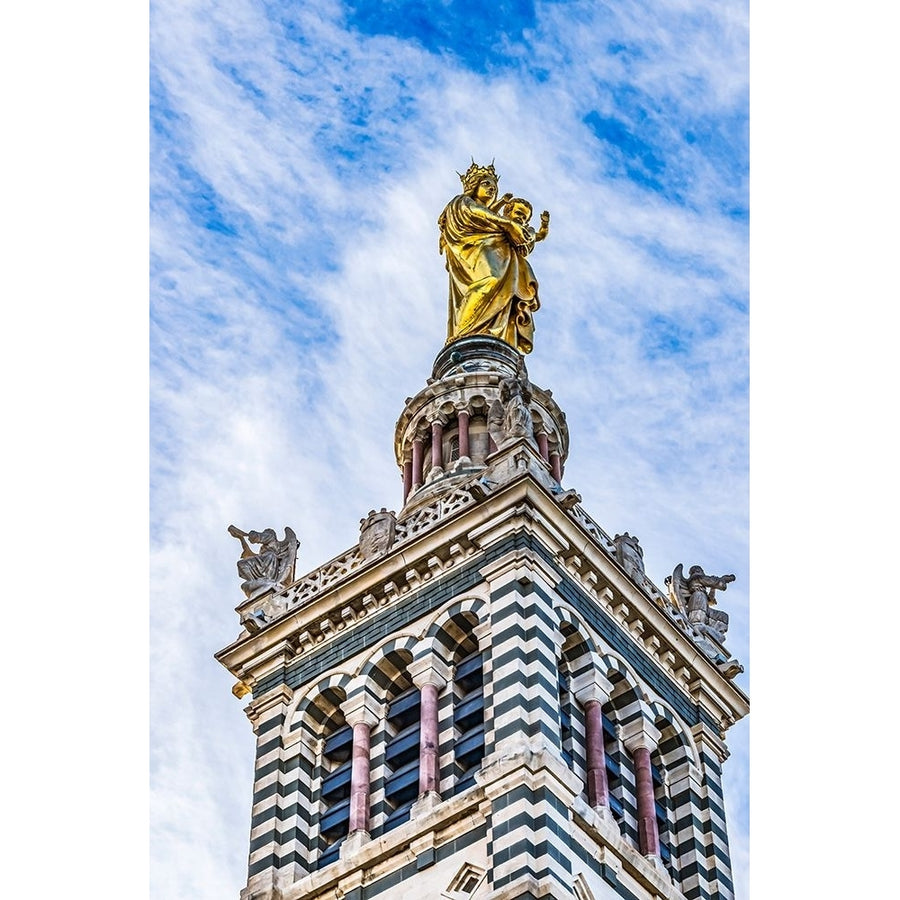 Mary and Jesus Statue-Notre Dame de la Garde Catholic Church-Marseille-France. Poster Print - William Image 1