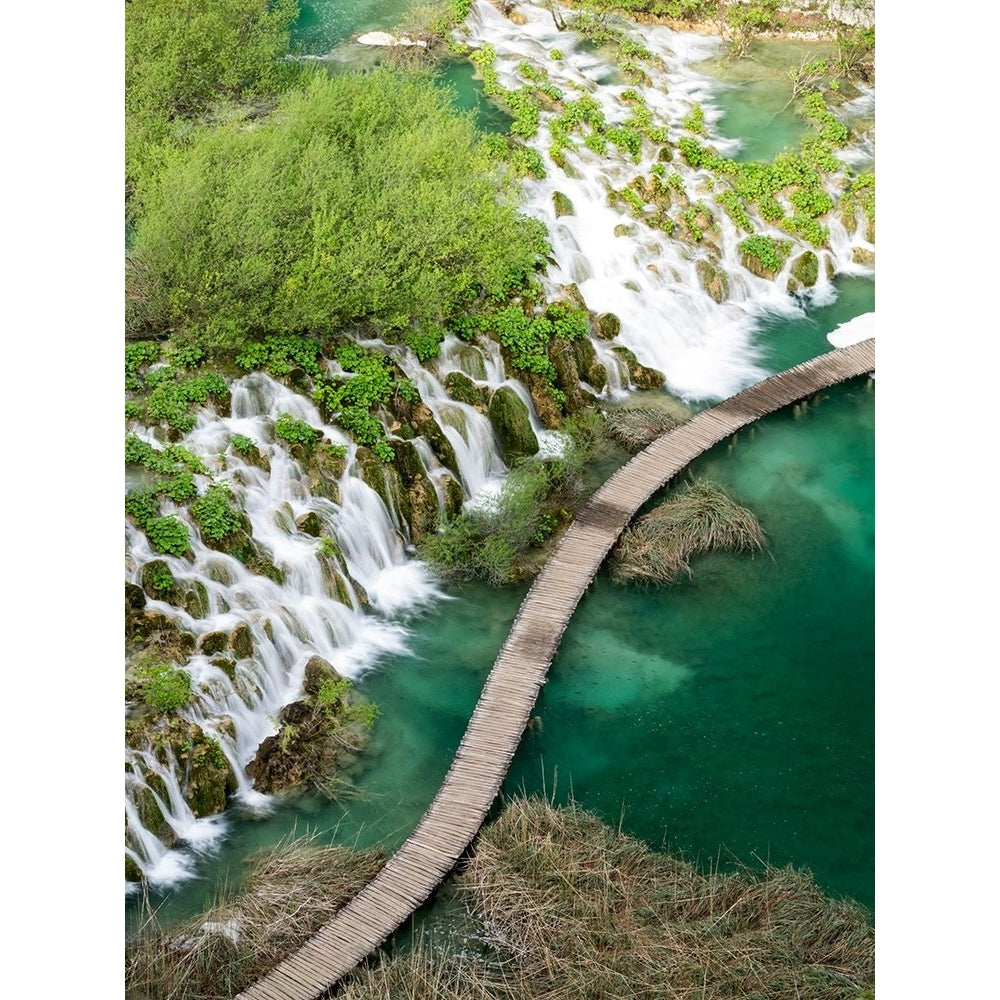 Croatia-Plitvice Lakes National Park. Boardwalk along the Plitvice lakes national park. Poster Print - Julie Image 1