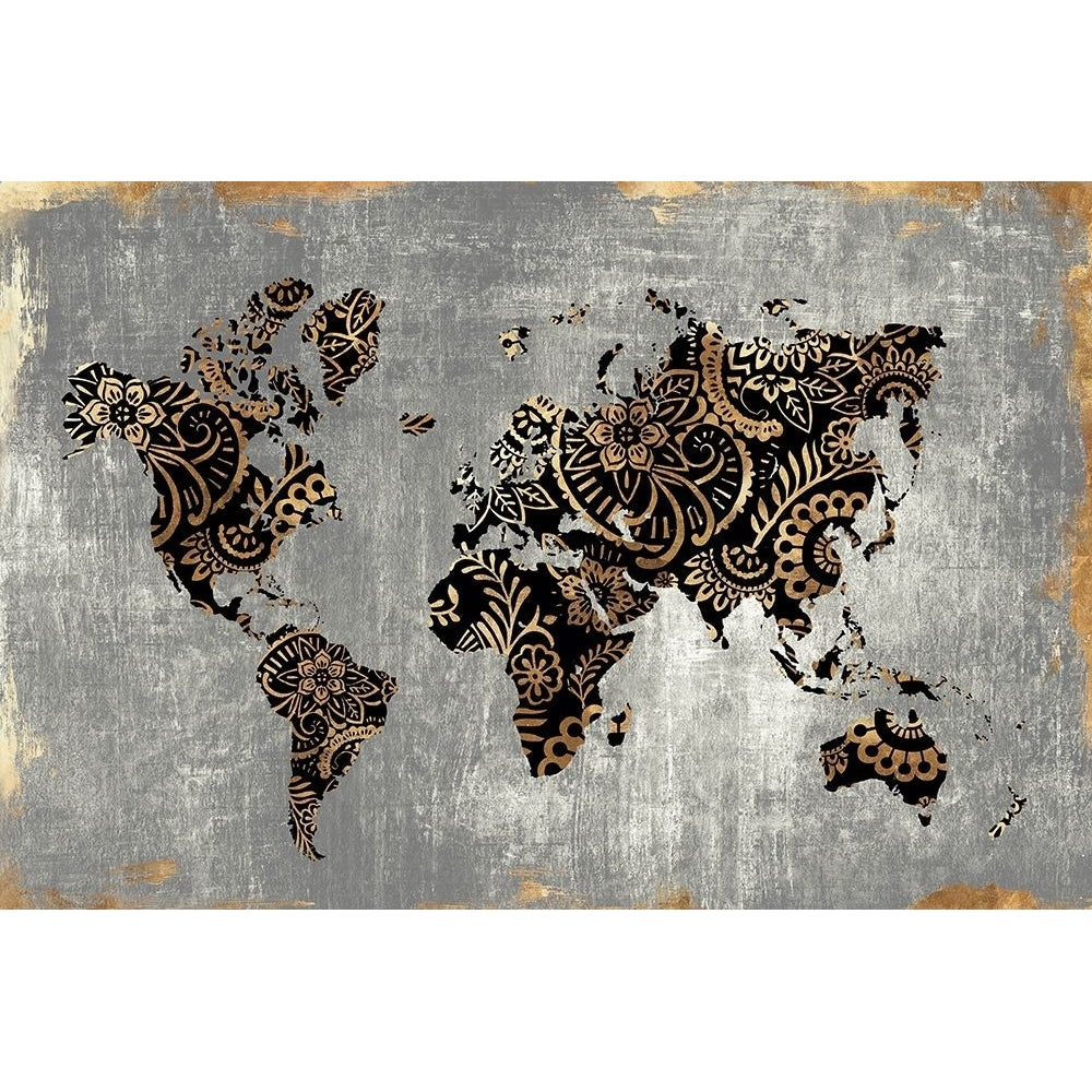 Gold World Map Poster Print by Eva Watts-VARPDXEW233A Image 1