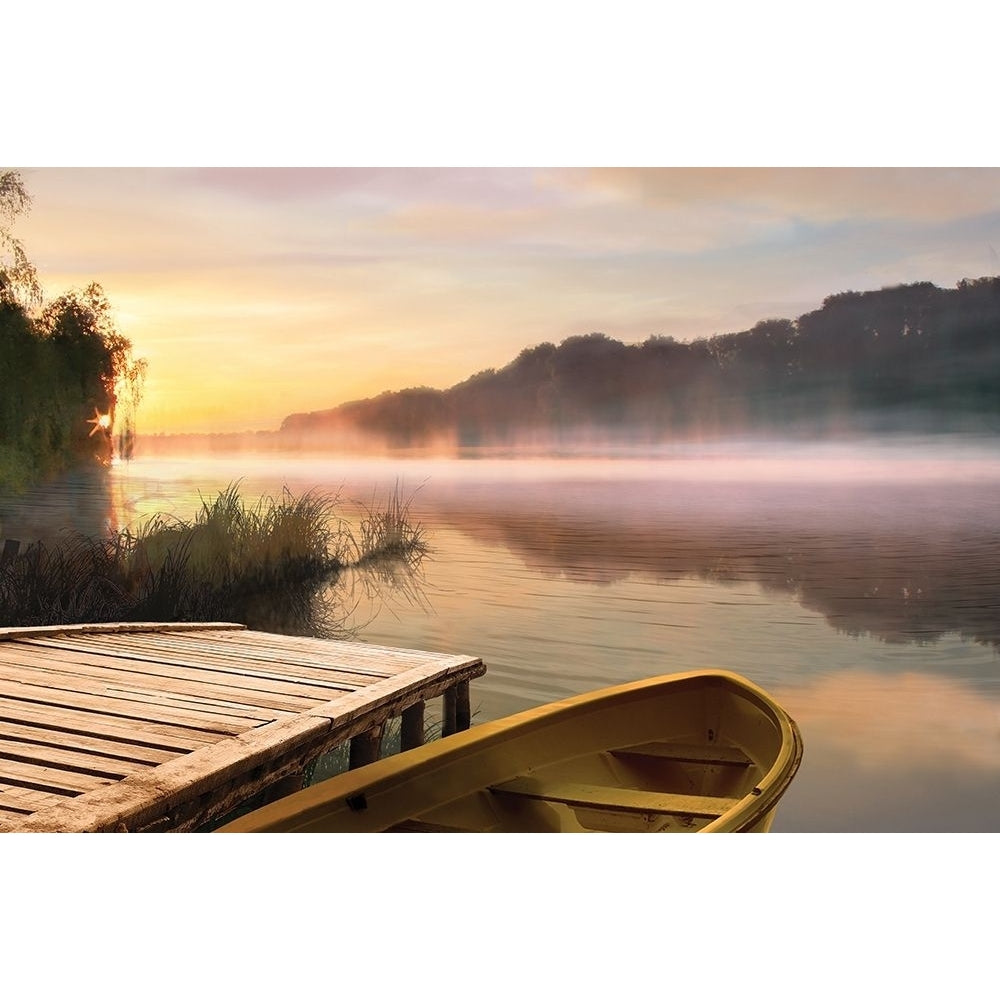 Foggy Boat and Lake Poster Print by Anonymous Anonymous-VARPDXFAF100 Image 1