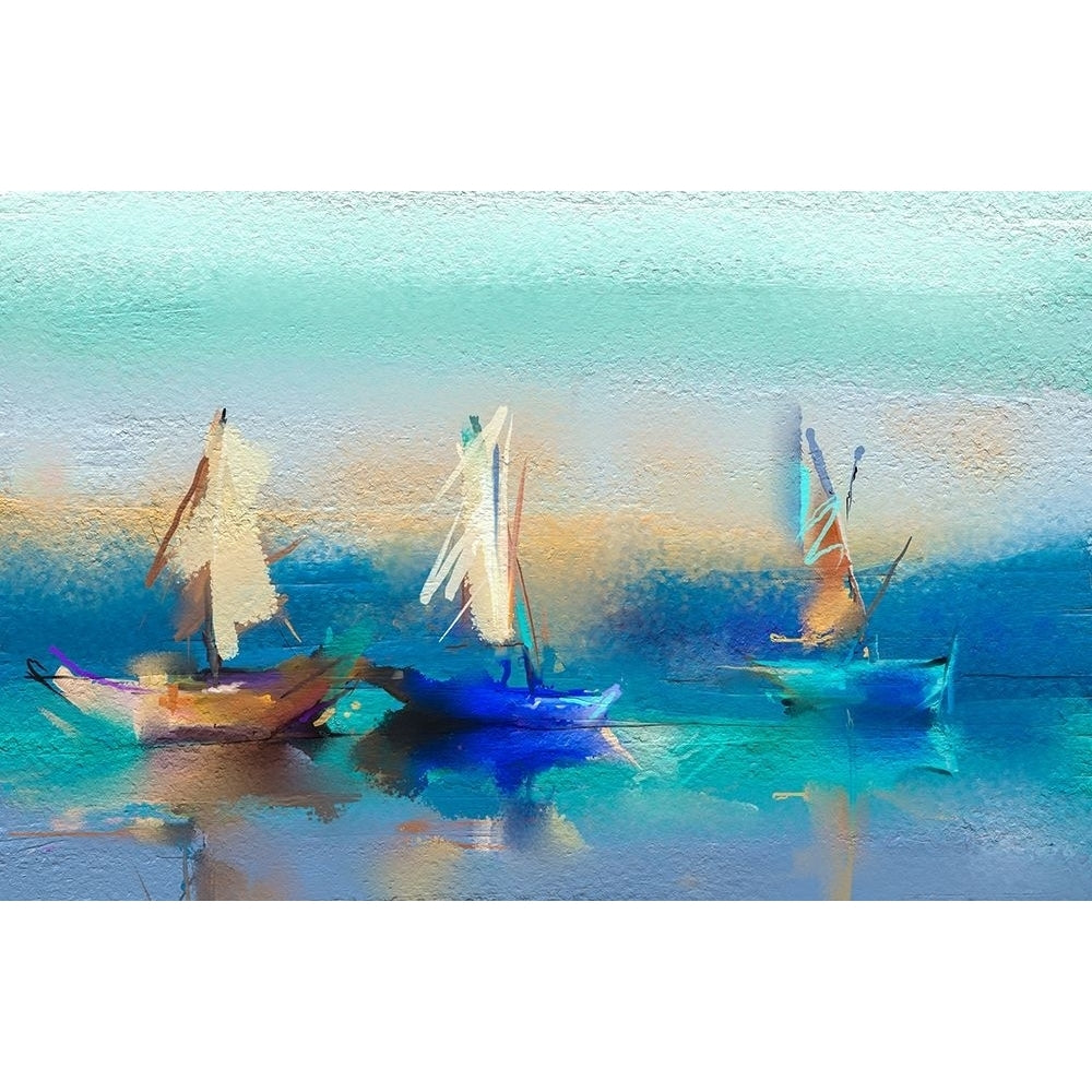 Abstract Seascape and Boats Poster Print by N. Pornmingmas-VARPDXFAF1372 Image 1