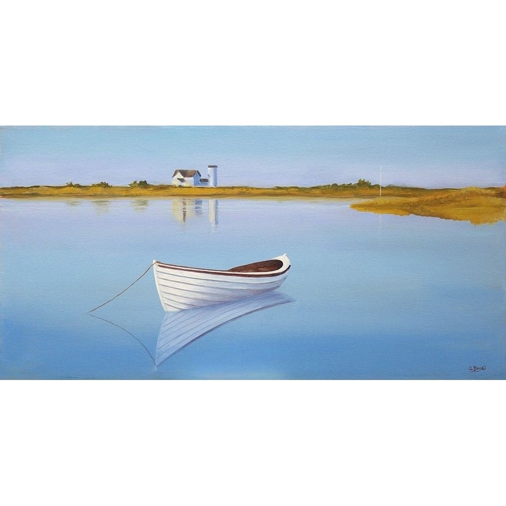 Lone Boat in Seascape Poster Print by Carol Saxe-VARPDXFAF1365CS Image 1