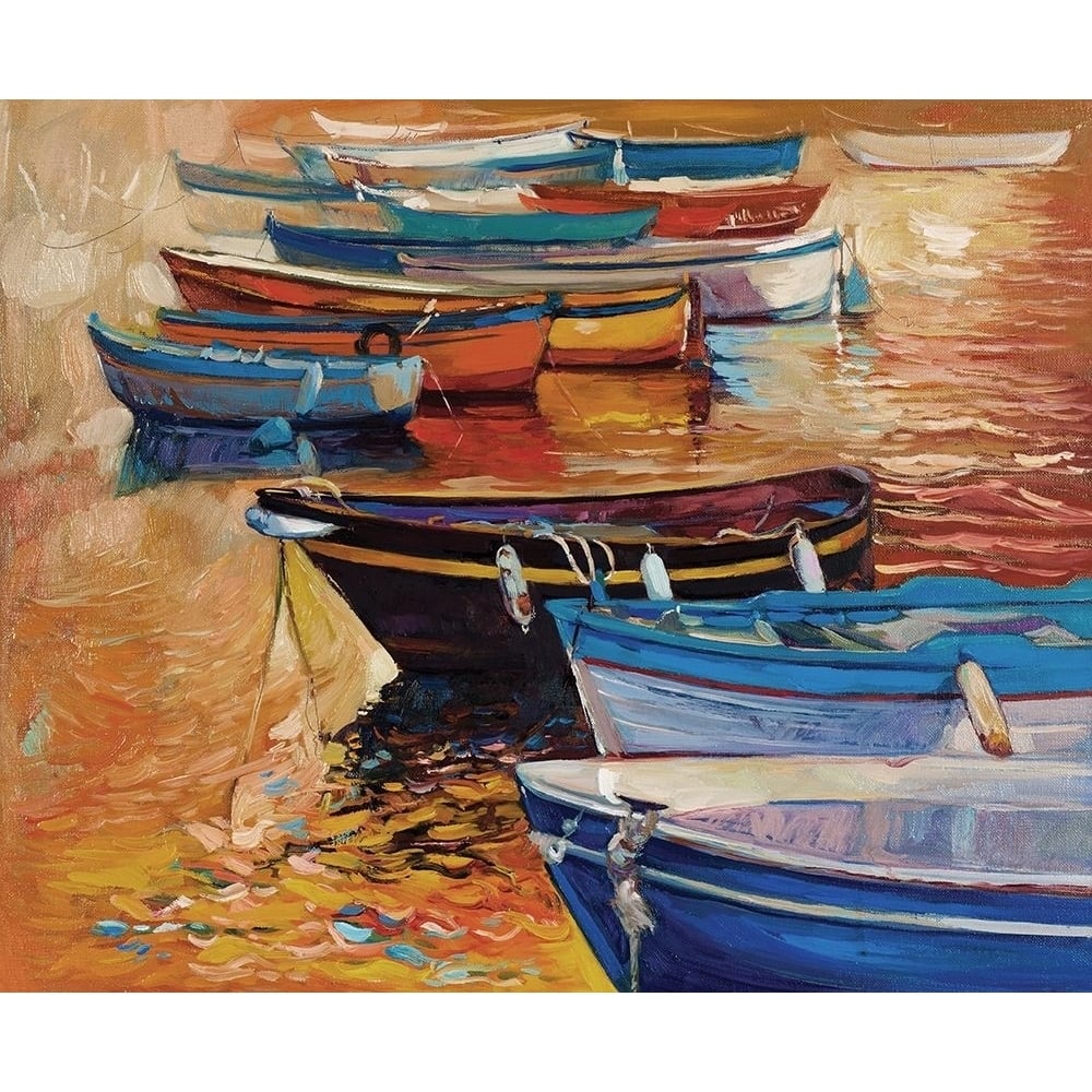 Rowboats Moored on Ocean Poster Print by Boyan Dimitrov-VARPDXFAF1393 Image 1