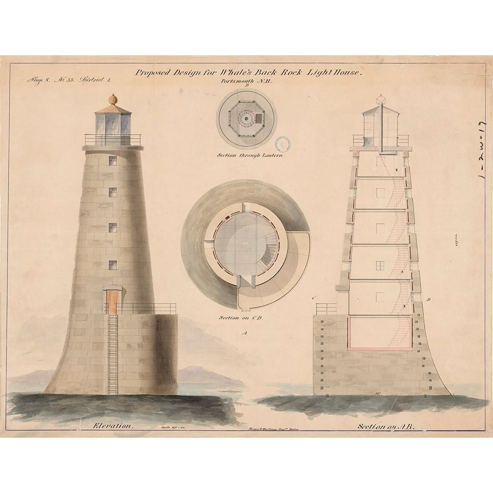 Whales Back Rock Light House Poster Print by Anonymous Anonymous-VARPDXFAF1432 Image 1