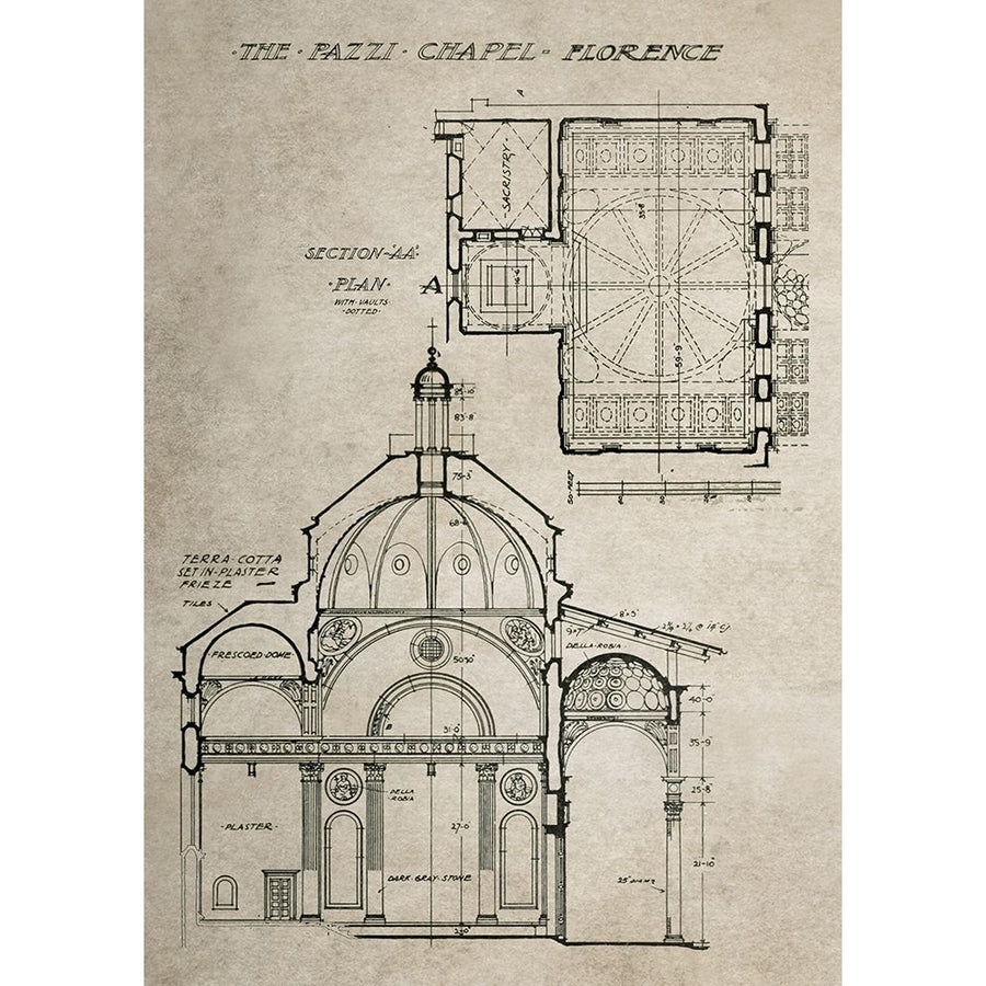 Italian Renaissance Architectural Section Chart Ib Poster Print by Anonymous Anonymous-VARPDXFAF1445B Image 1