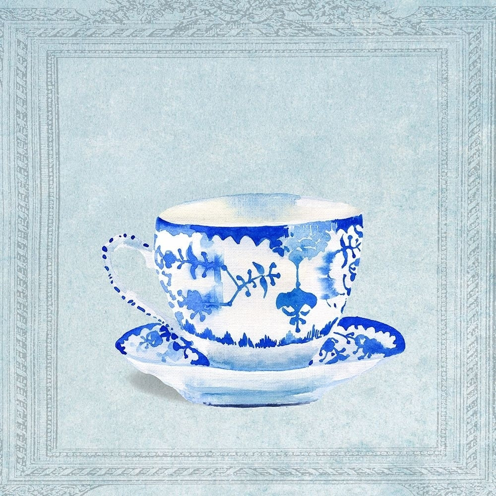 Watercolored Blue and White Tea Cup Poster Print by Anna Dolzhenko-VARPDXFAF1552 Image 1