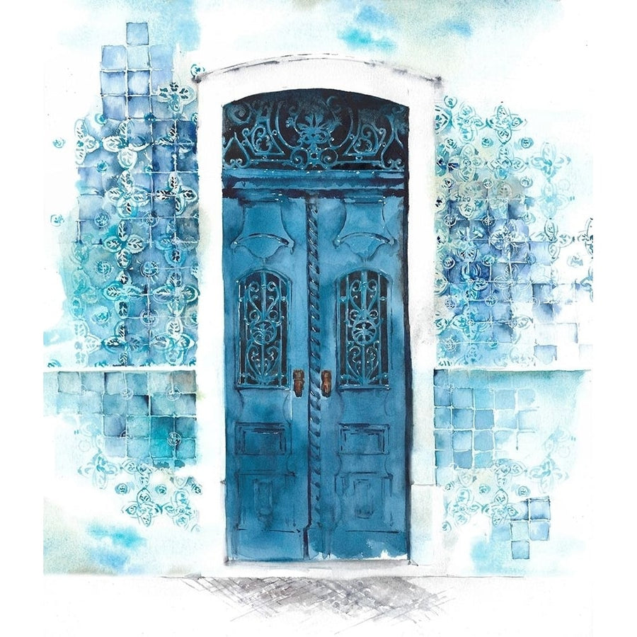 Blue Door in Tile Wall Poster Print by Anonymous Anonymous-VARPDXFAF1619 Image 1